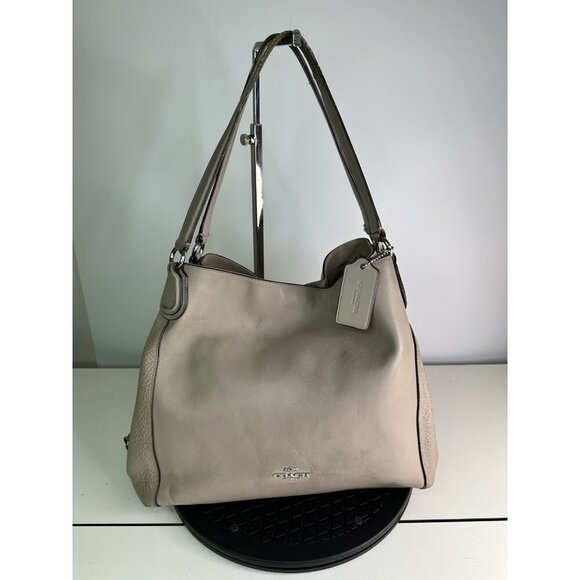 Coach Edie Shoulder Bag Gray/Taupe w/ Wallet (Coach F12034) - Picture 1 of 14